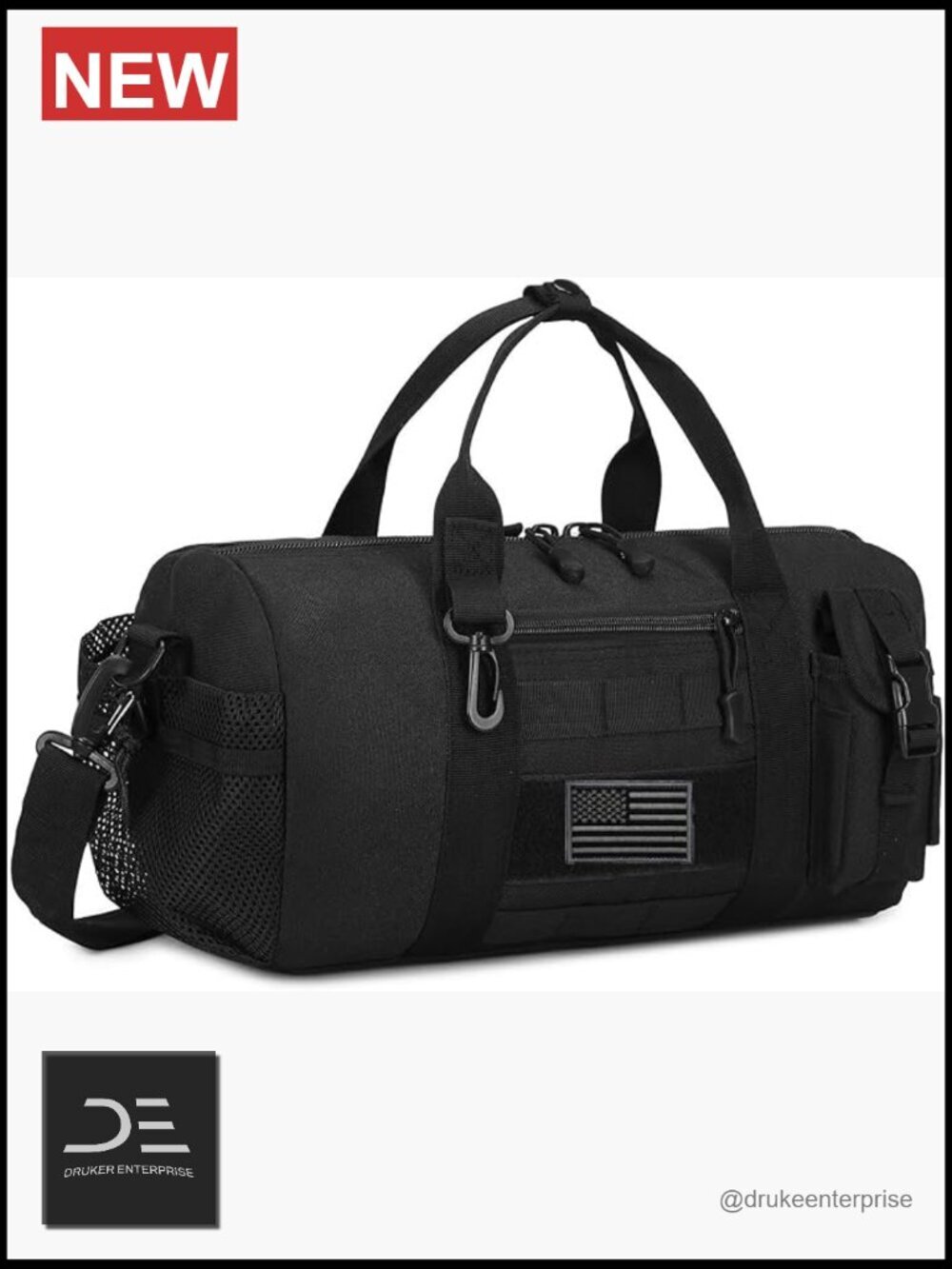 Small Tactical Duffle Bag with Molle System - Nylon Water Resistant Sports